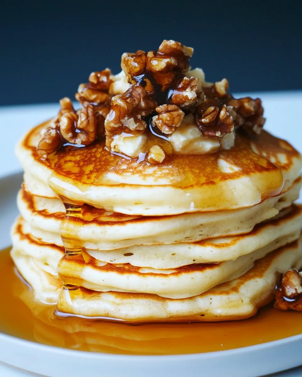 Delicious Pancakes with Brie Cream, Honey and Walnuts image