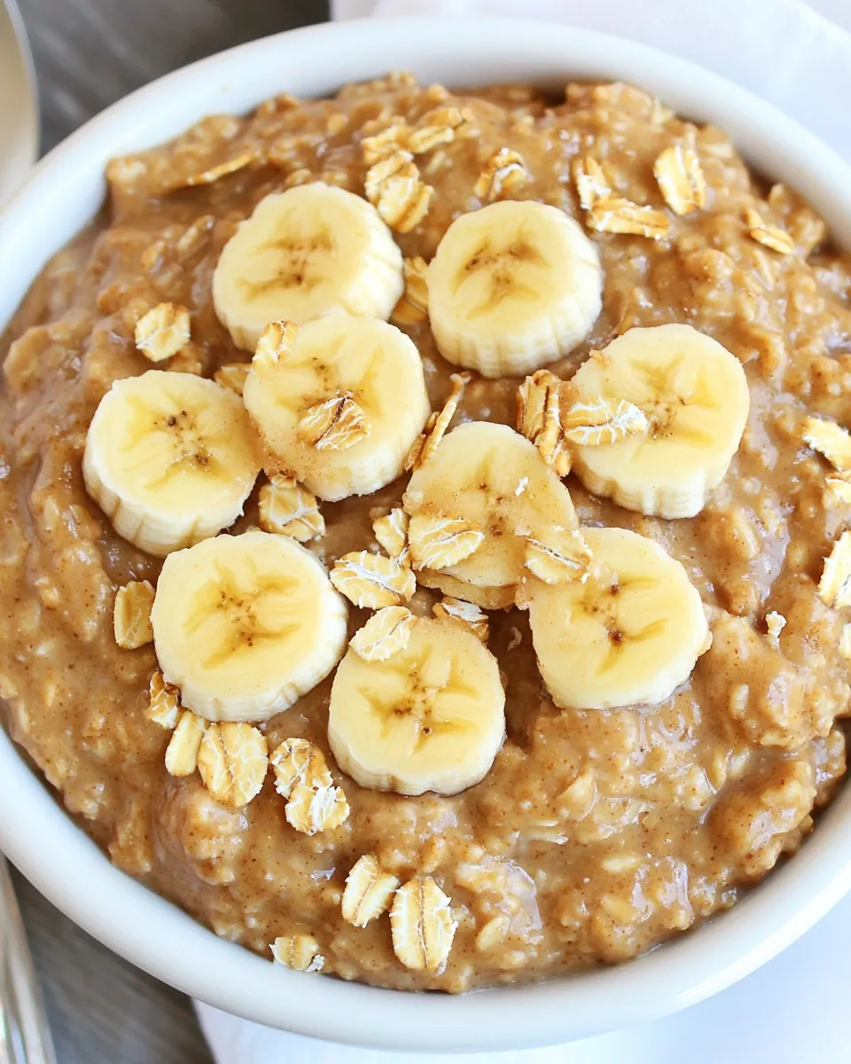 Easy Peanut Butter Banana Crockpot Oatmeal recipe photo