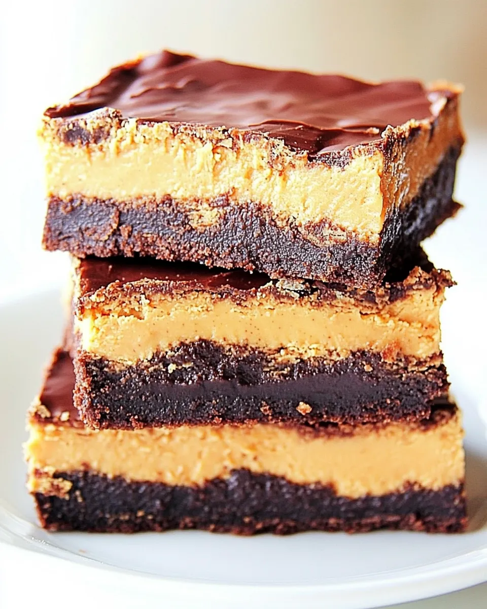 Homemade Peanut Butter Brownie Truffle Bars Recipe photo