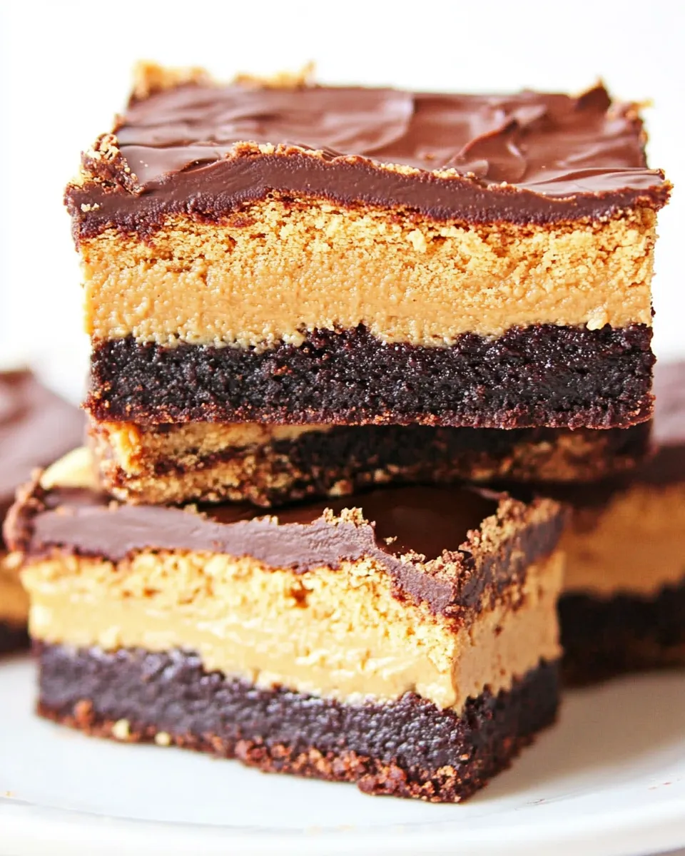 Easy Peanut Butter Brownie Truffle Bars Recipe shot