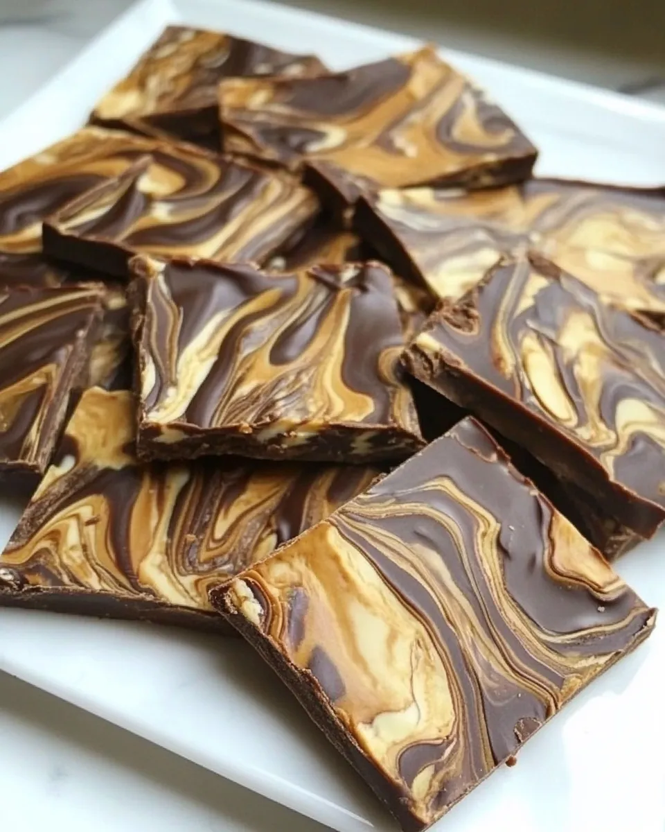 Easy Peanut Butter Chocolate Swirl Bark recipe photo