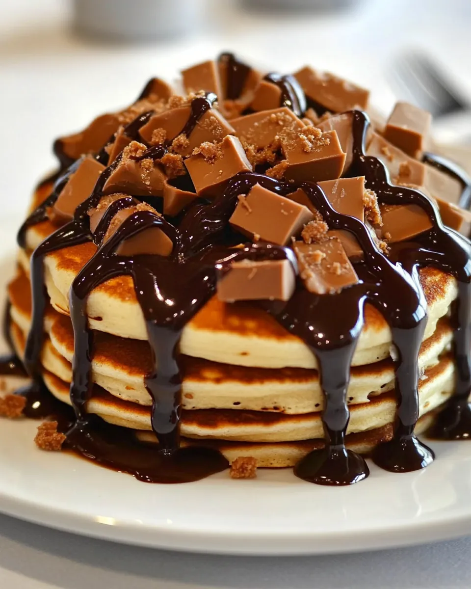 Tasty Peanut Butter Cup Pancakes food shot