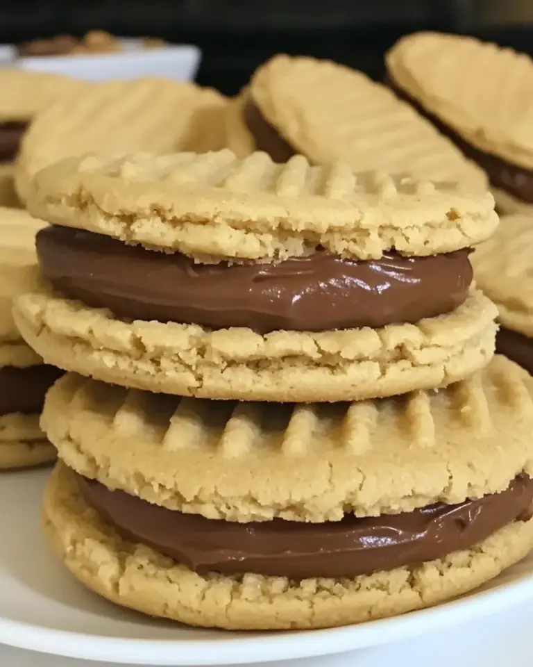 Homemade Peanut Butter Sandwich Cookies With Nutella Marshmallow Cream photo
