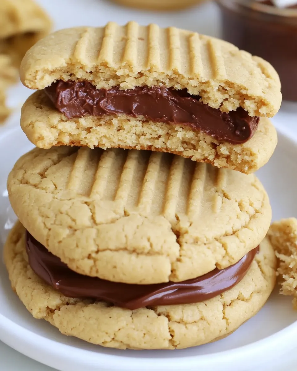 Delicious Peanut Butter Sandwich Cookies With Nutella Marshmallow Cream image