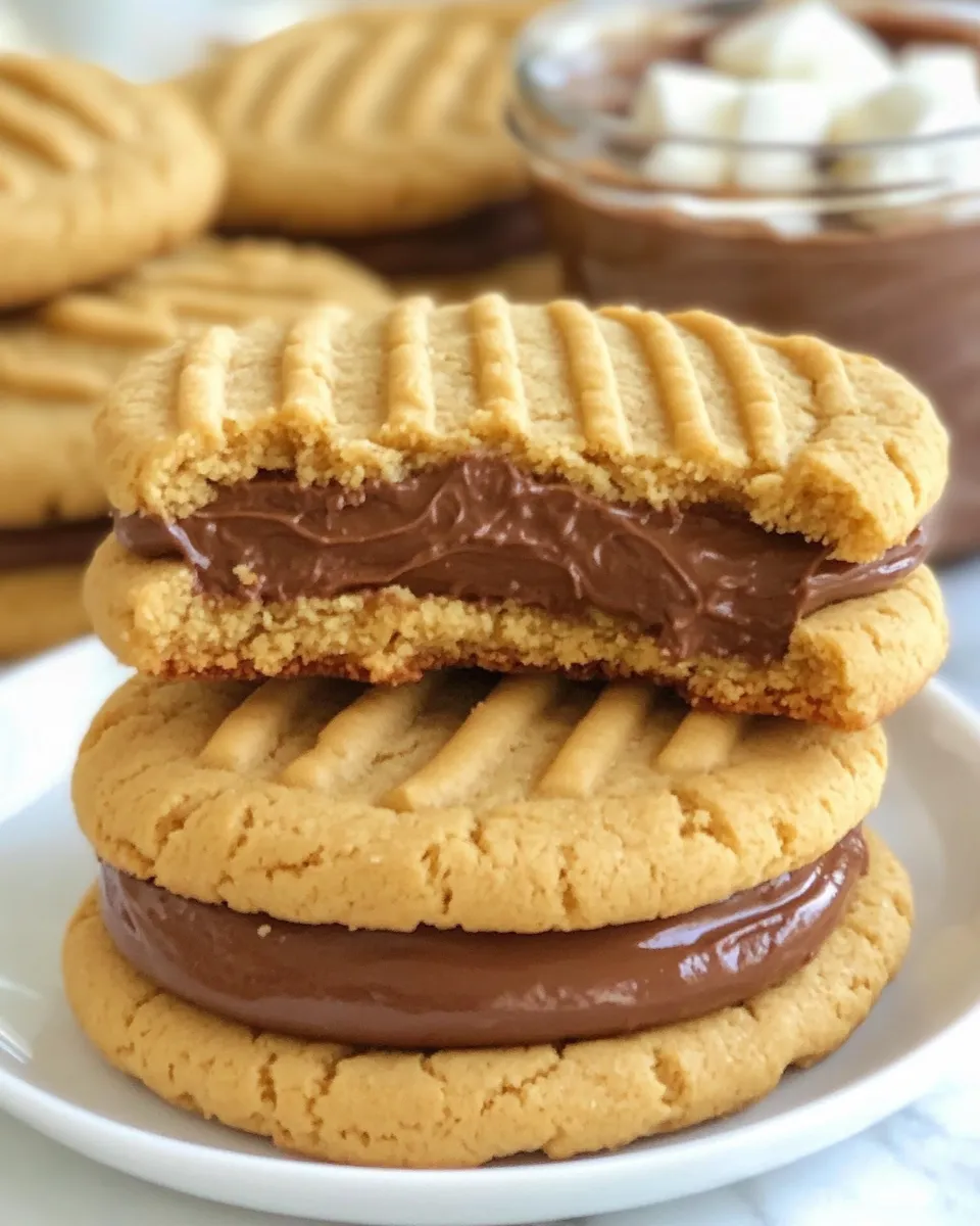 Quick Peanut Butter Sandwich Cookies With Nutella Marshmallow Cream recipe photo