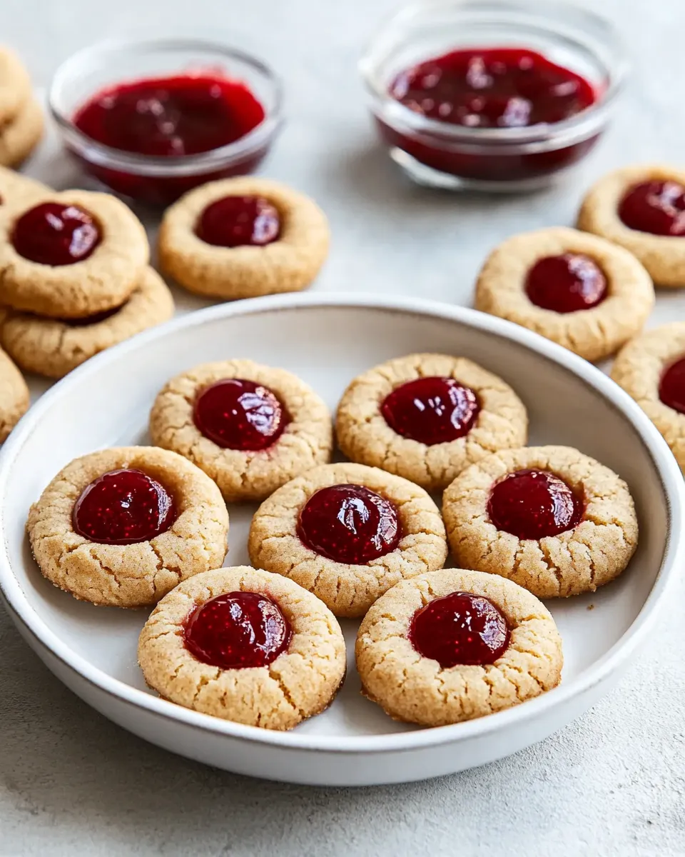 Peanut Butter Jam Thumbprint Cookies SimplyYummyBites