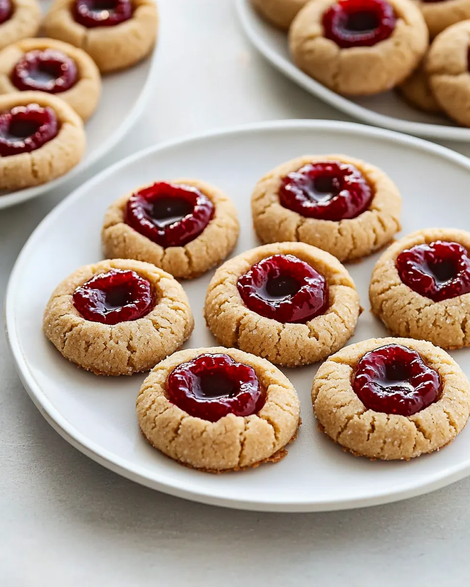 Delicious Peanut Butter & Jam Thumbprint Cookies shot