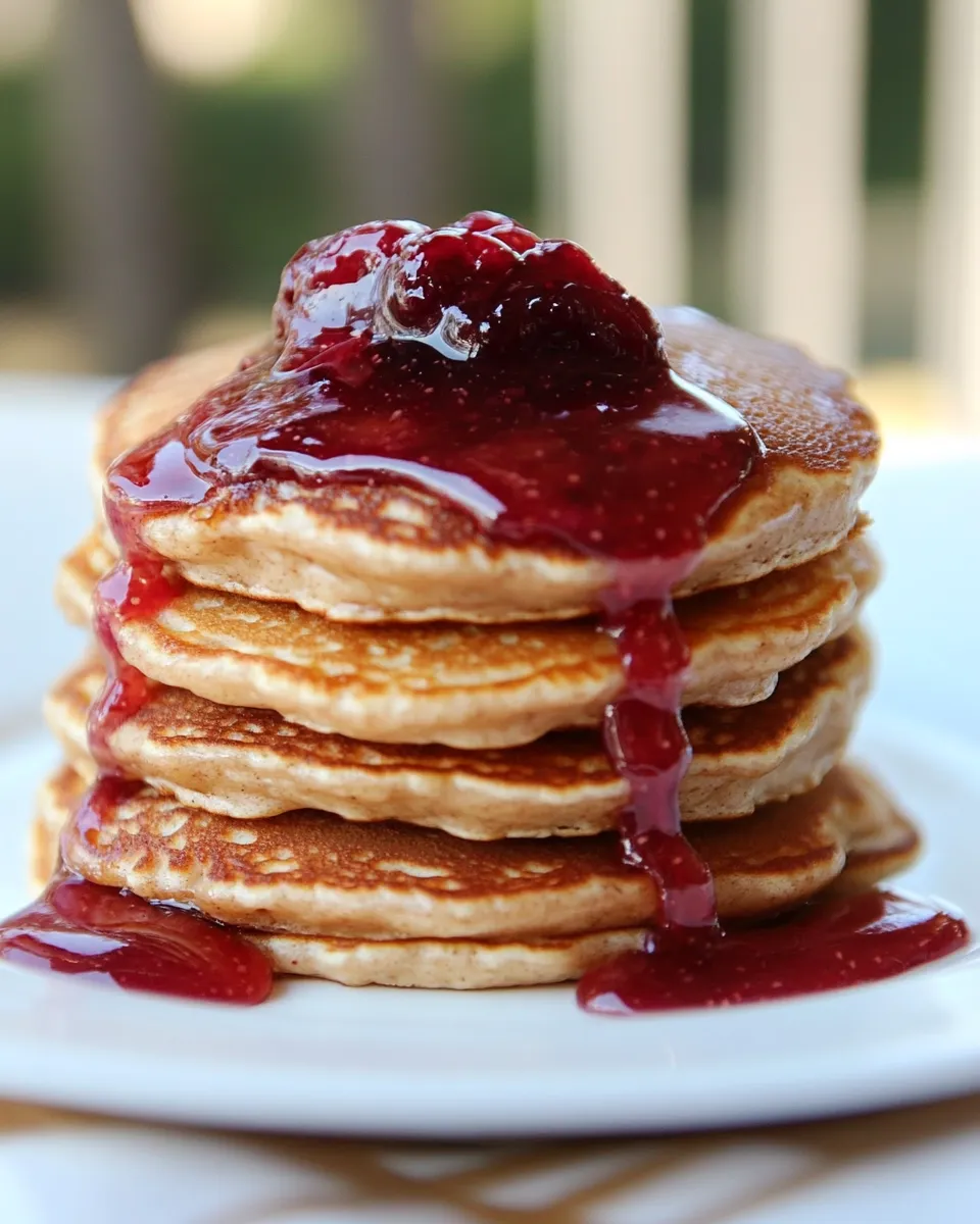 Delicious Peanut Butter & Jelly Pancakes (Gluten Free) shot