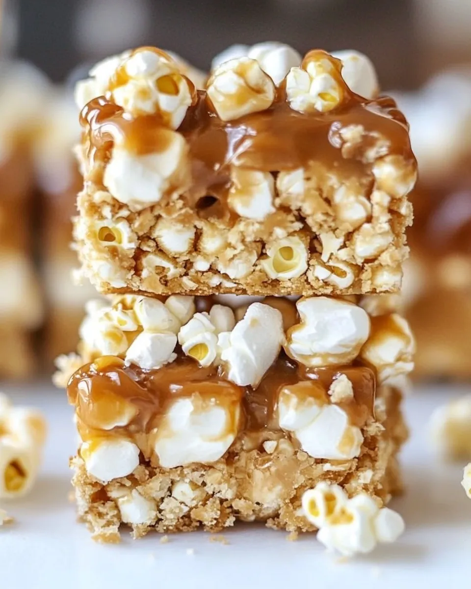 Easy Peanut Butter & Marshmallow Popcorn Bars recipe photo