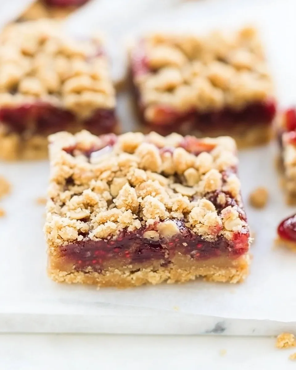 Delicious Peanut Butter and Jelly Crumble Bars shot