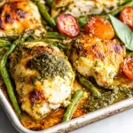 Homemade Pesto Mozzarella Chicken Sheet Pan Meal photo