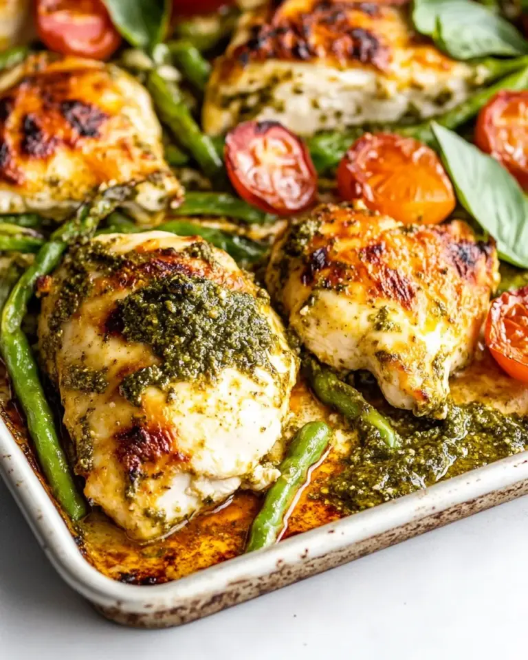 Homemade Pesto Mozzarella Chicken Sheet Pan Meal photo