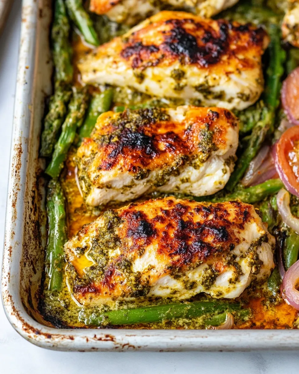 Easy Pesto Mozzarella Chicken Sheet Pan Meal recipe photo