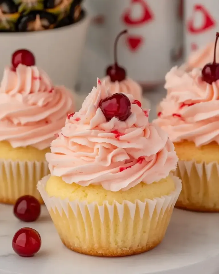 Homemade Pineapple Cupcakes with Cherry Buttercream photo