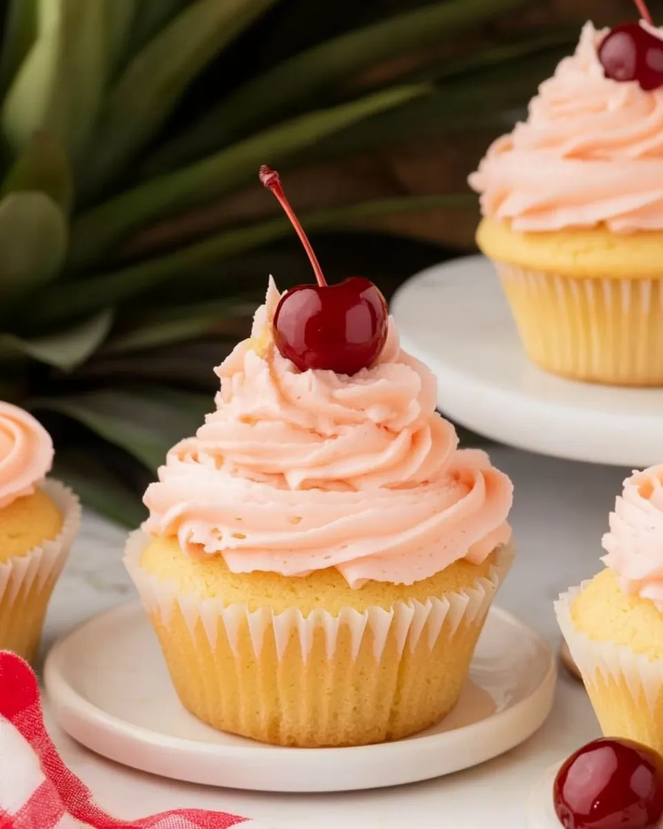 Best Pineapple Cupcakes with Cherry Buttercream shot