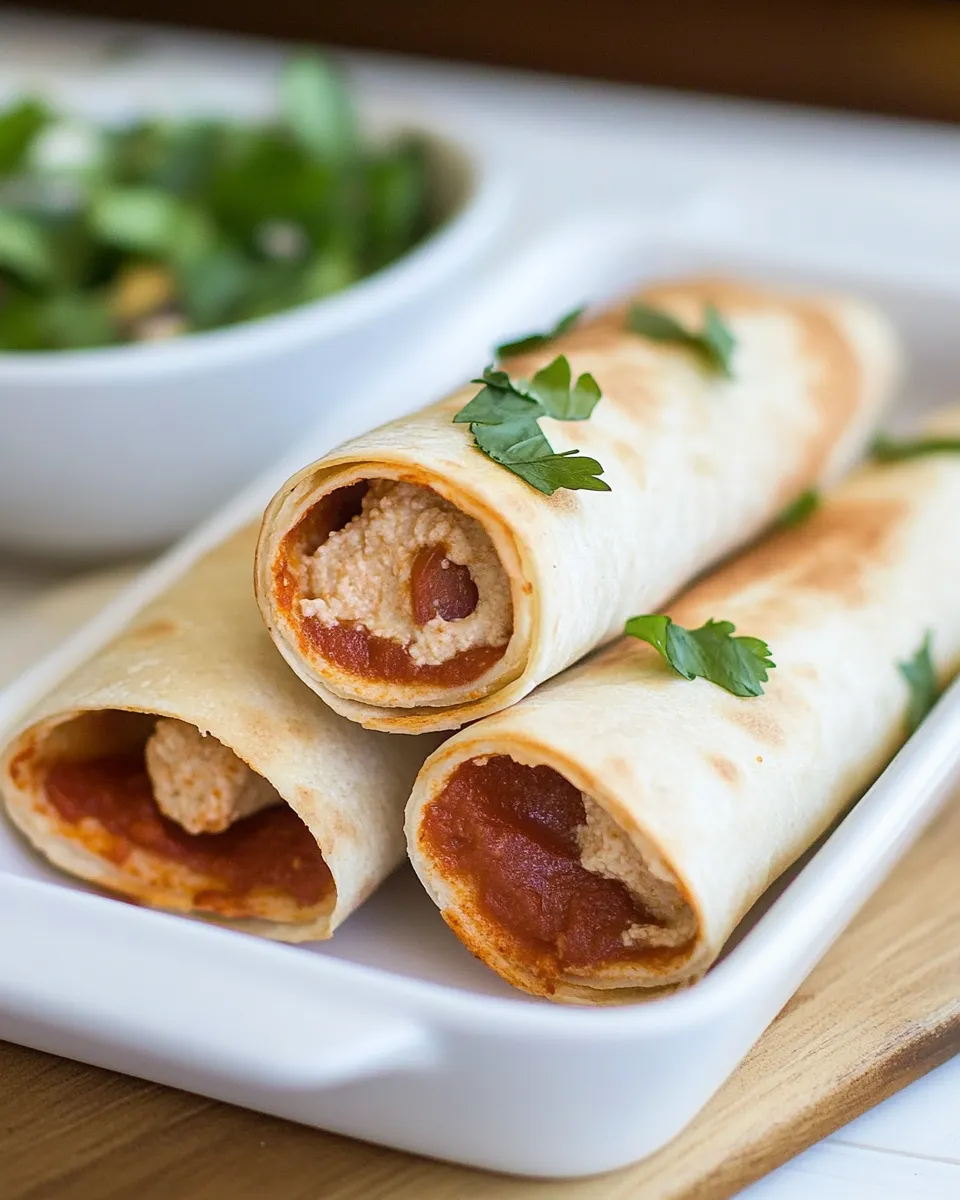 Savory Pizza Hummus Taquitos image
