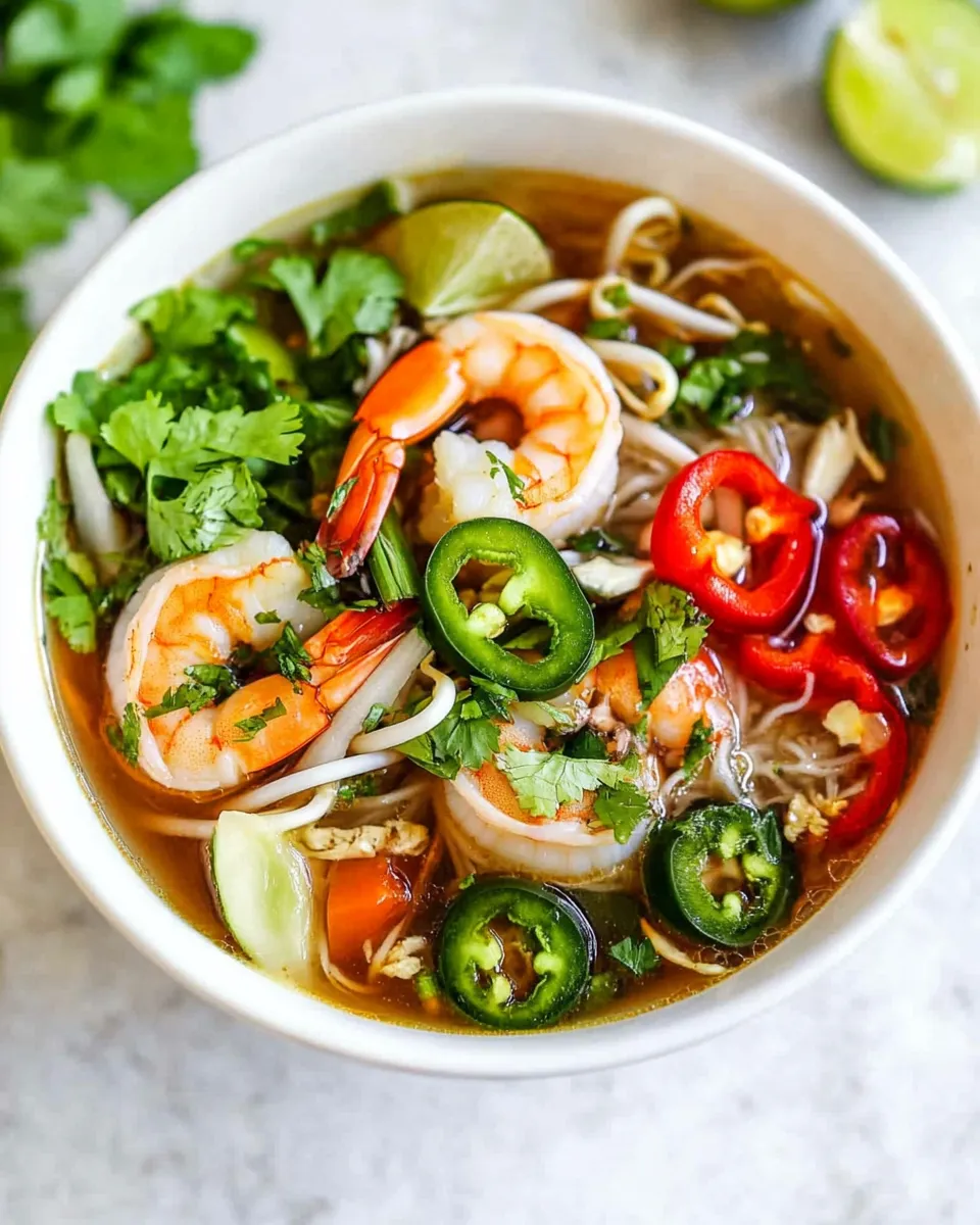 Homemade Quick Shrimp Pho with Vegetables photo