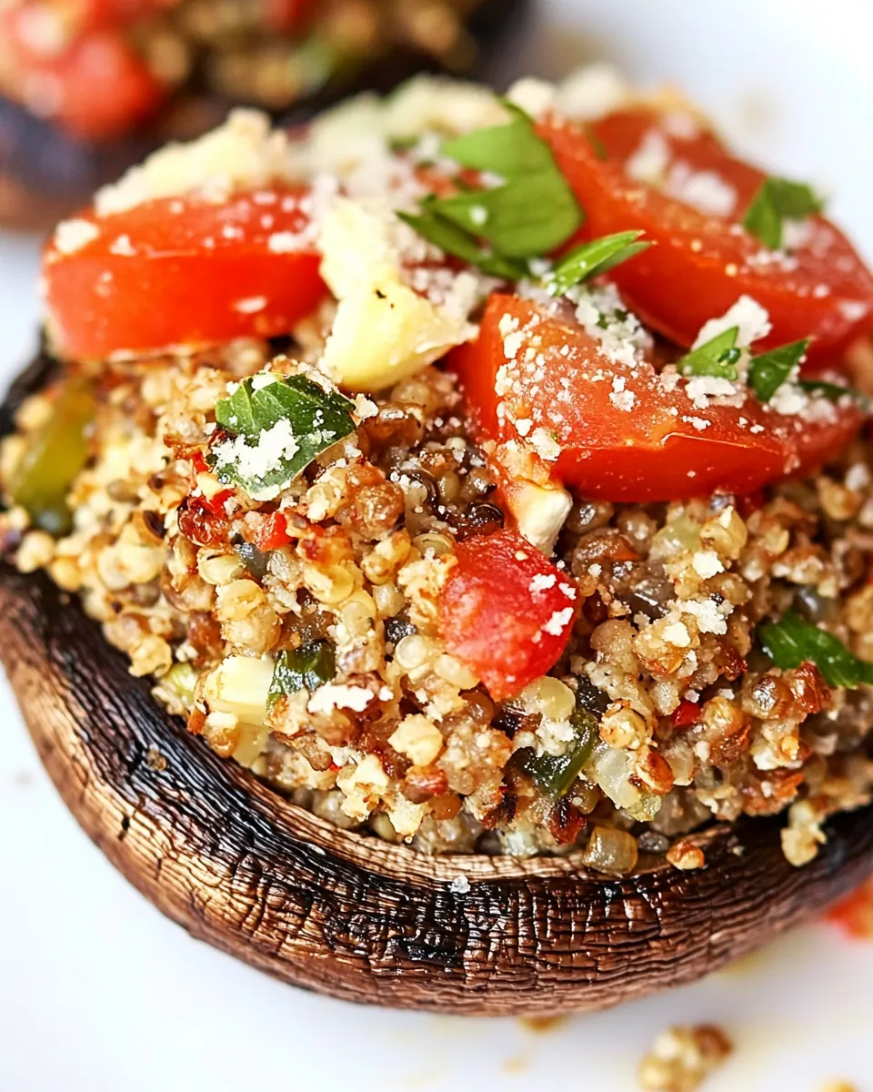 Easy Quinoa Stuffed Portobello Mushrooms food shot