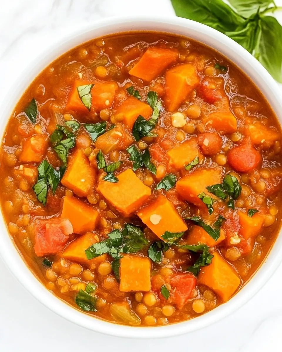 Savory Red Lentil and Sweet Potato Stew dish photo