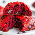 Homemade Red Velvet Gooey Butter Chocolate Chip Cookies photo
