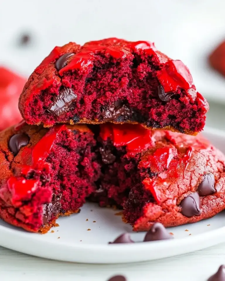 Homemade Red Velvet Gooey Butter Chocolate Chip Cookies photo