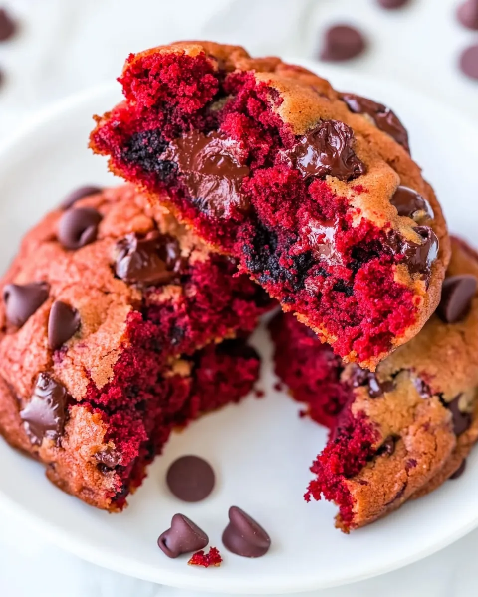 Classic Red Velvet Gooey Butter Chocolate Chip Cookies image