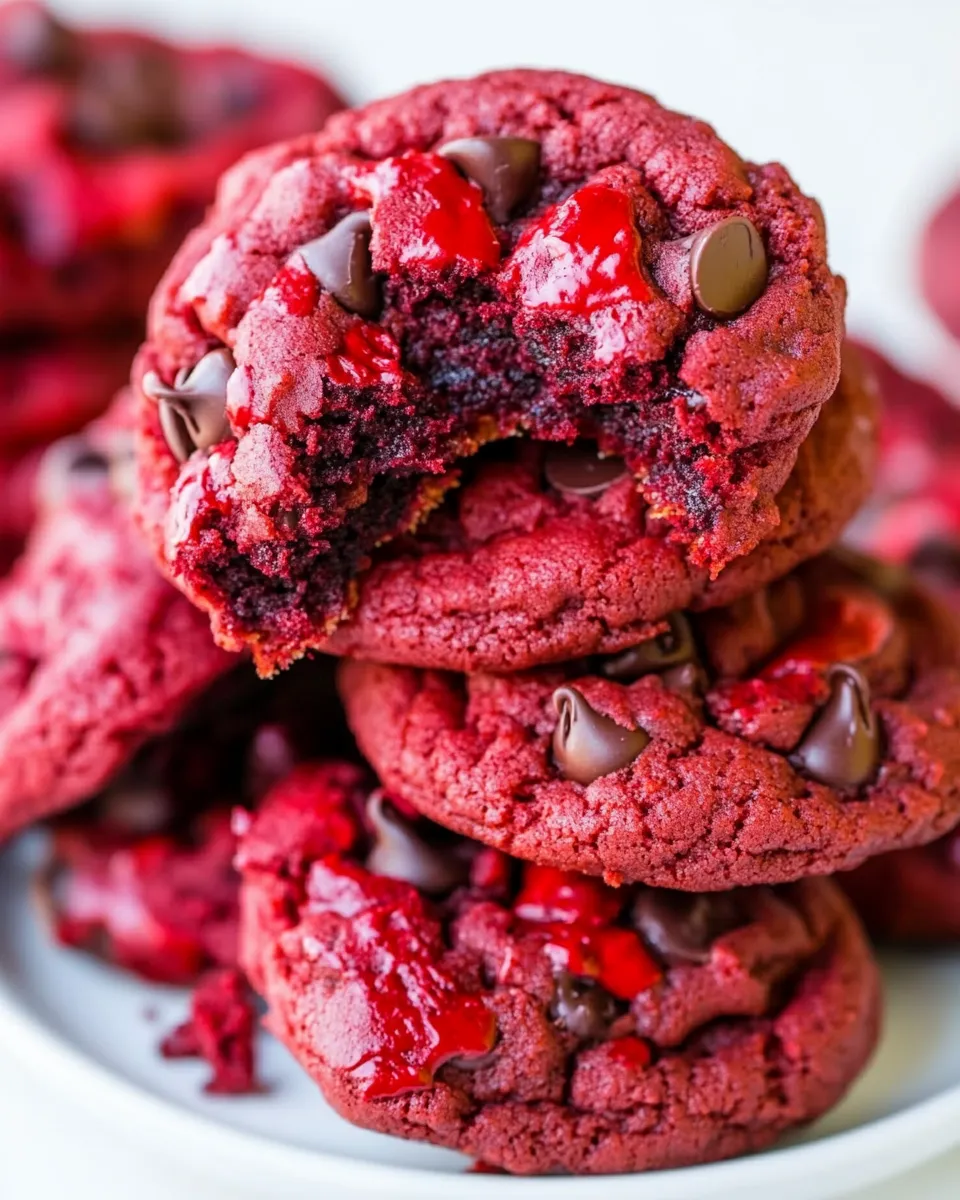 Easy Red Velvet Gooey Butter Chocolate Chip Cookies recipe photo