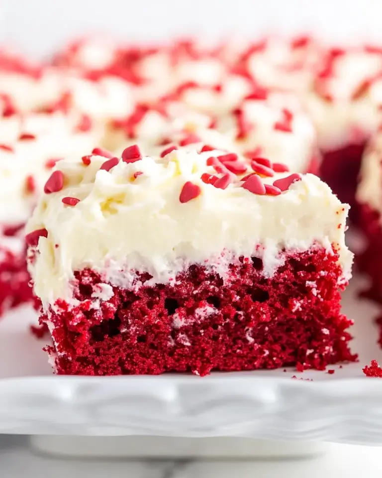 Homemade Red Velvet Poke Cake with Cream Cheese Frosting photo