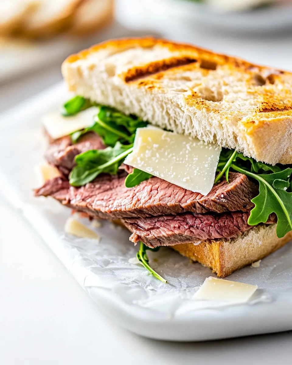 Quick Roast Beef Sandwich with Arugula and Shaved Parmesan recipe photo