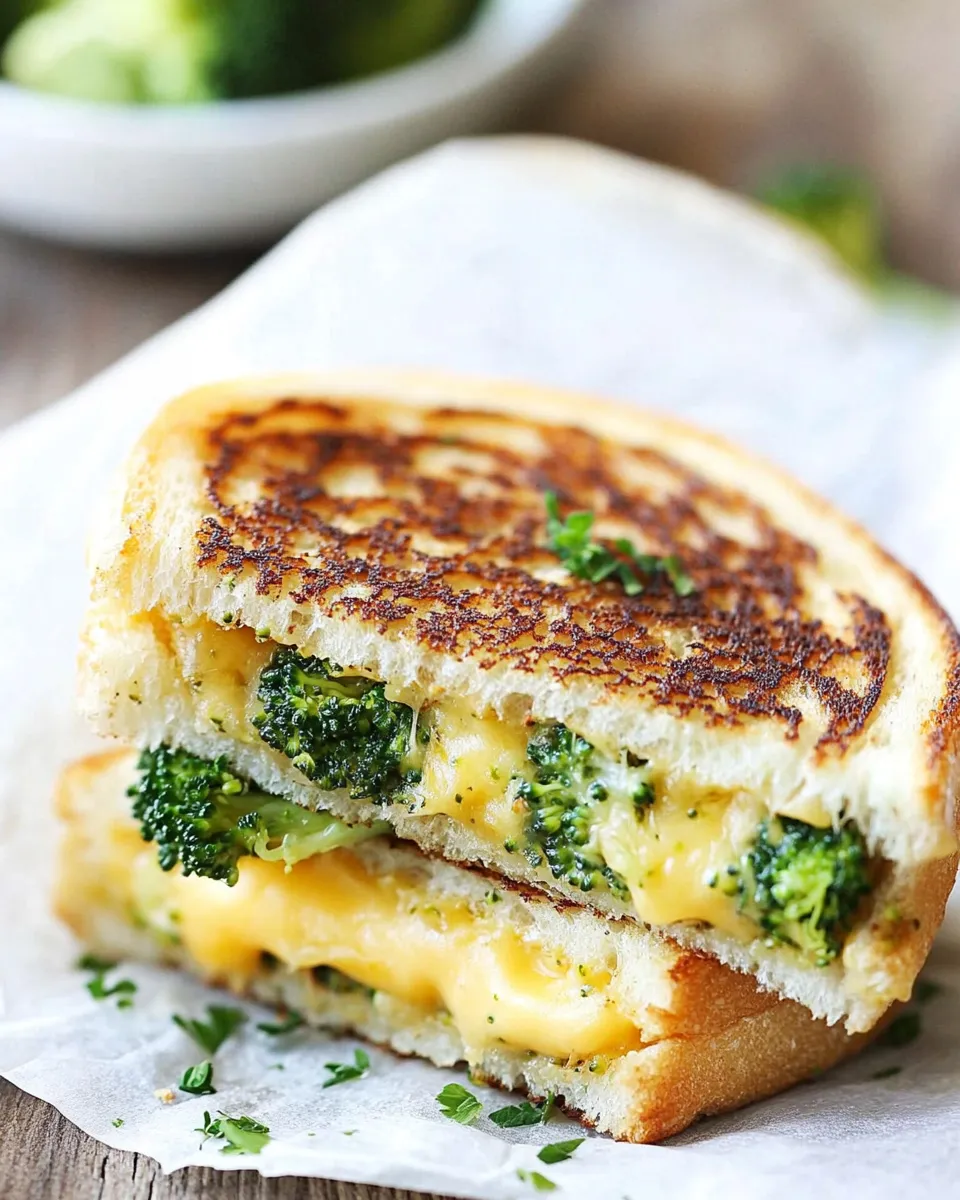 Healthy Roasted Broccoli Grilled Cheese shot