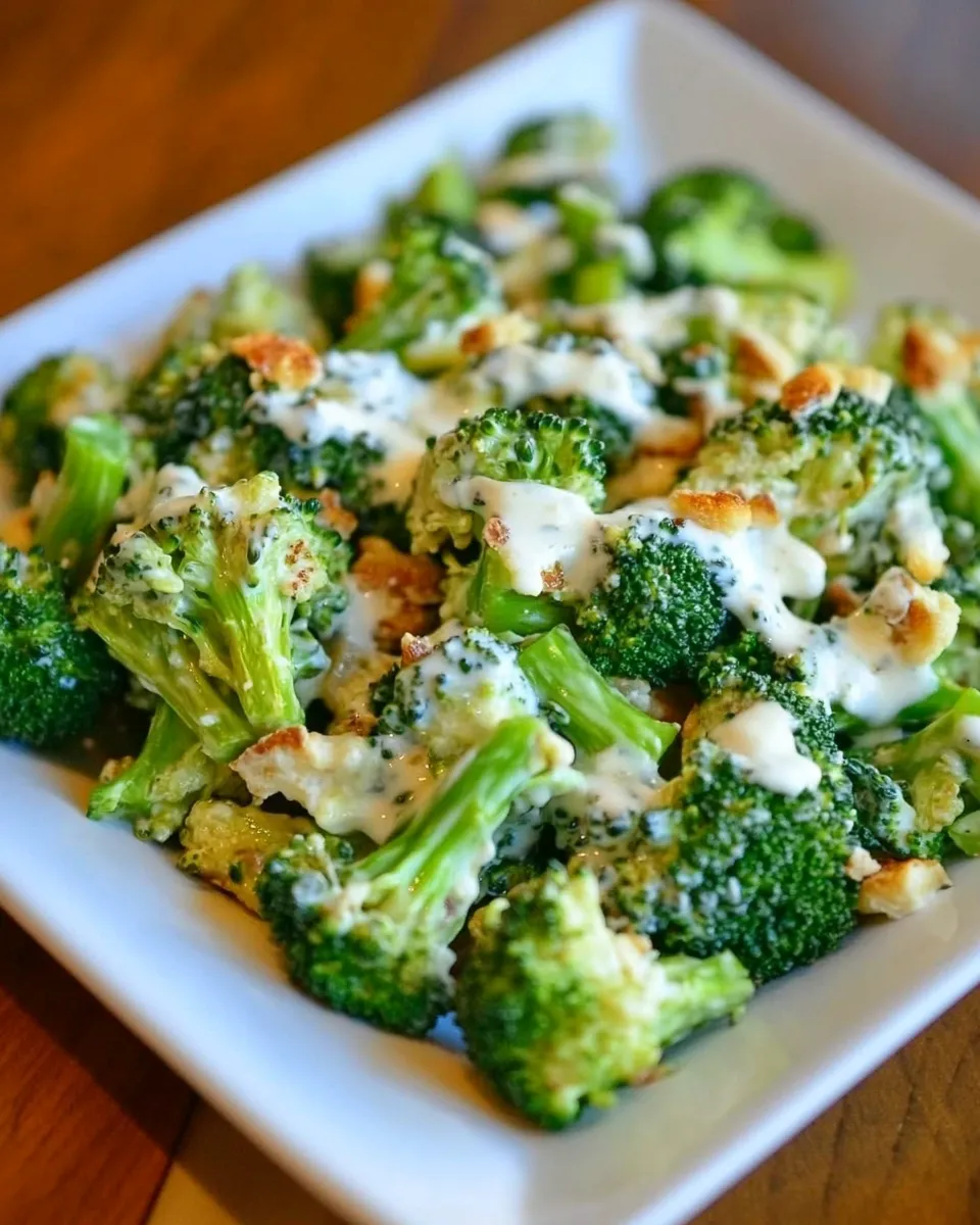 Healthy Roasted Broccoli Salad with Smoked Gouda Dressing recipe photo