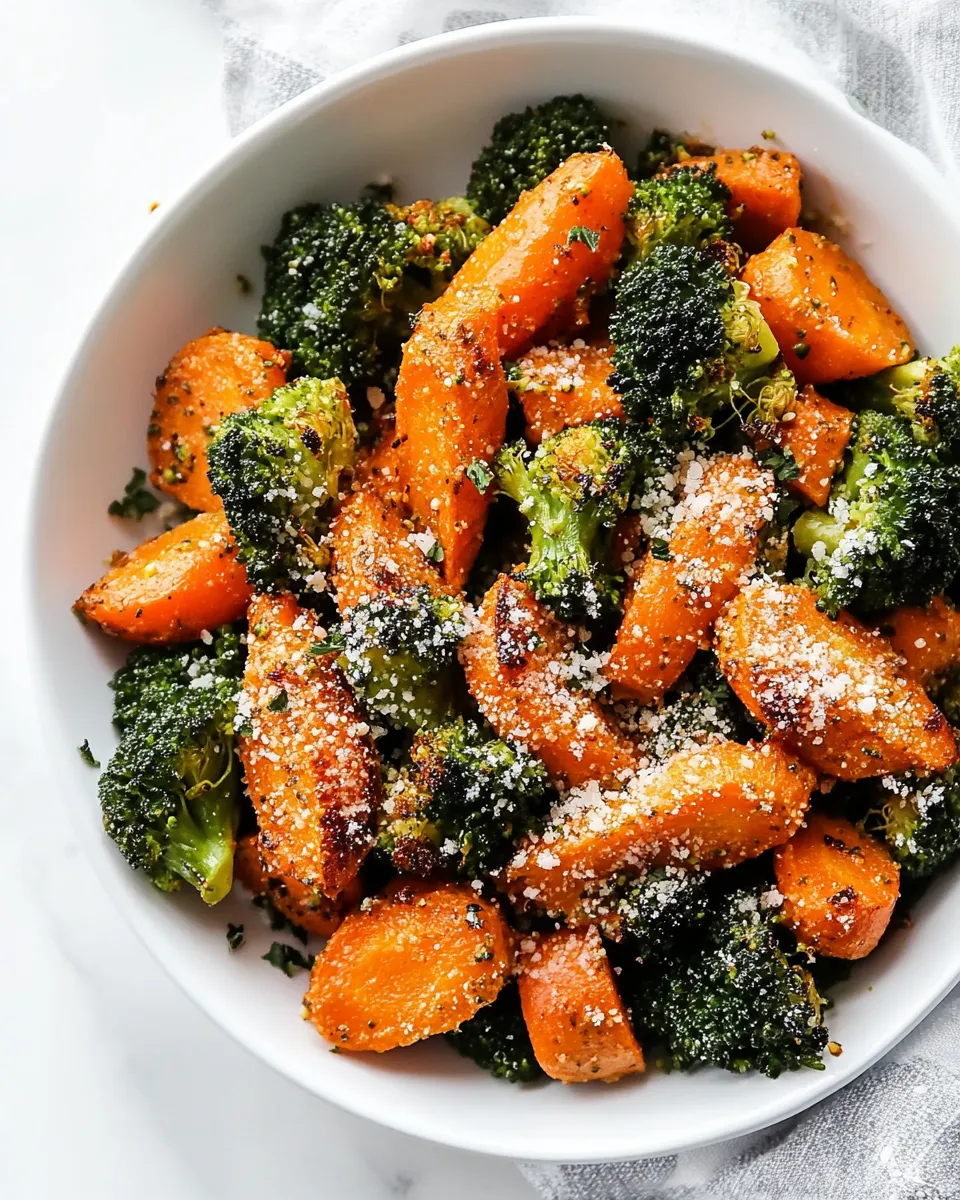 Quick Roasted Broccoli and Carrots food shot