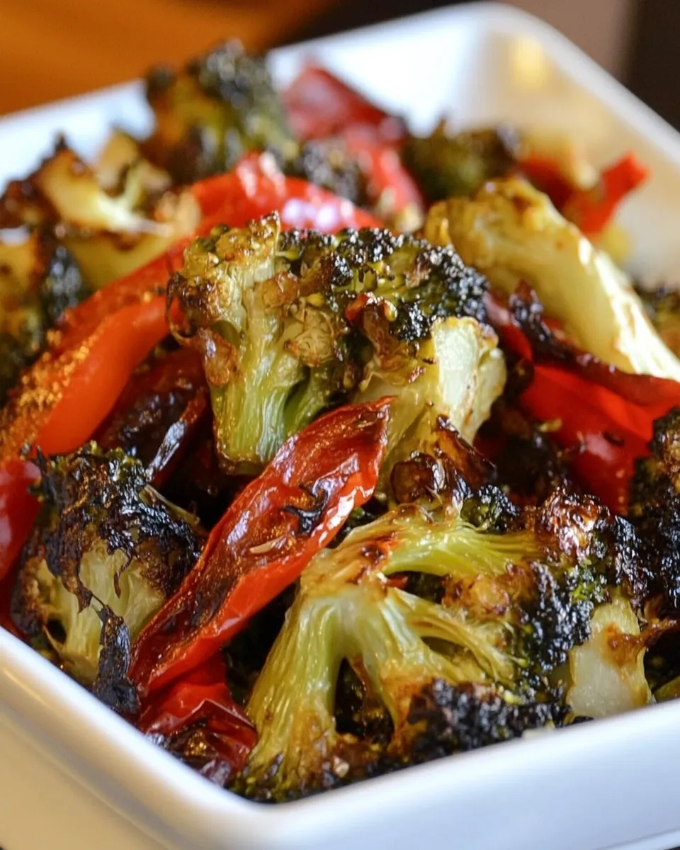Delicious Roasted Broccoli with Red Peppers image