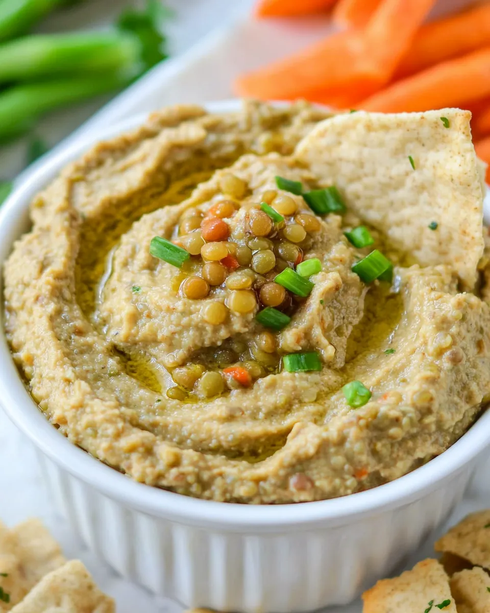 Delicious Roasted Garlic Lentil Dip shot
