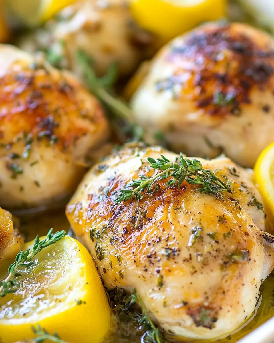 Homemade Roasted Lemon Garlic Herb Chicken food shot