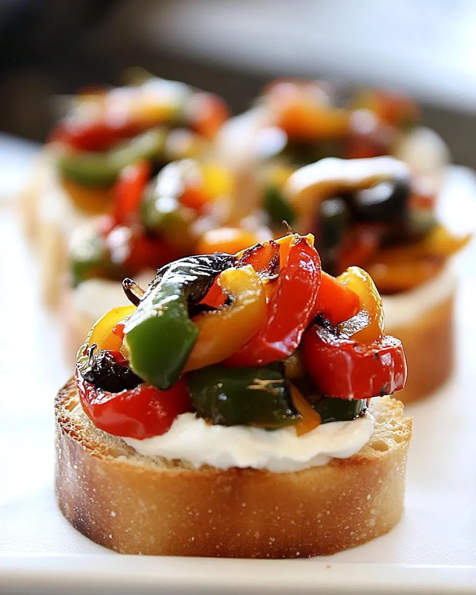 Savory Roasted Pepper Crostini shot