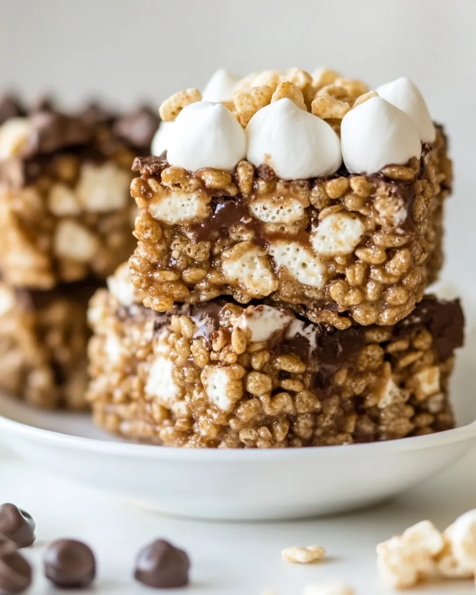 Easy Rocky Road Rice Krispies Treats food shot