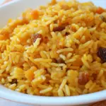 Homemade Saffron Rice with Golden Raisins & Pine Nuts photo