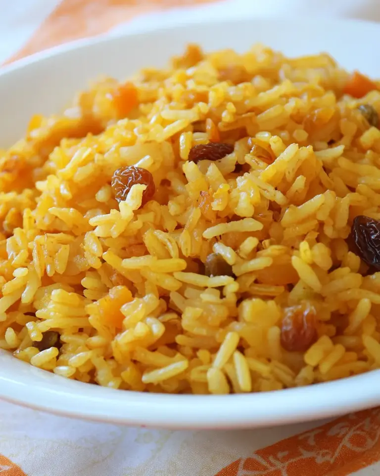 Homemade Saffron Rice with Golden Raisins & Pine Nuts photo