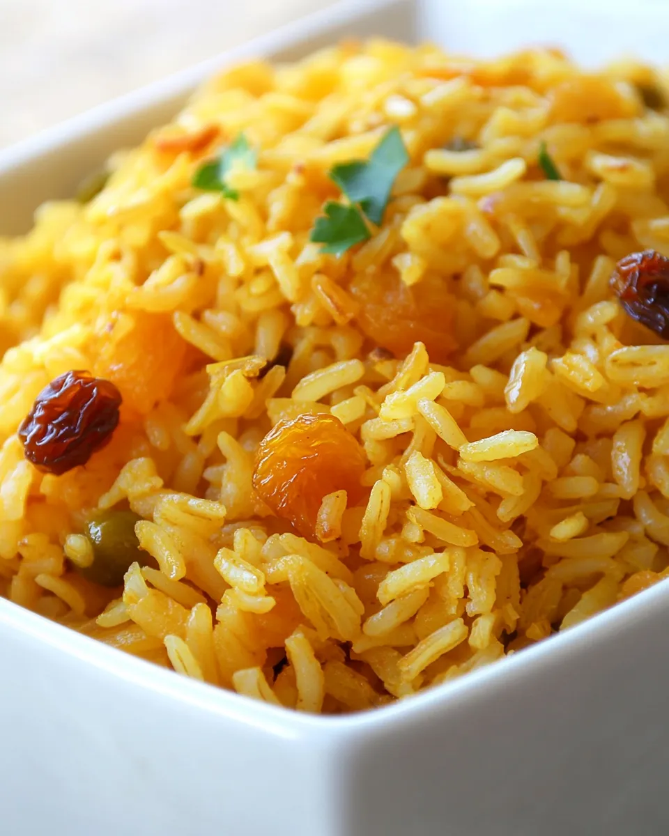 Delicious Saffron Rice with Golden Raisins & Pine Nuts image