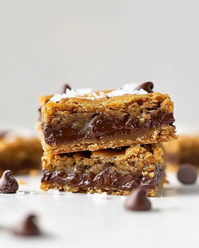 Quick Salted Brown Butter Chocolate Chip Cookie Bars. food shot
