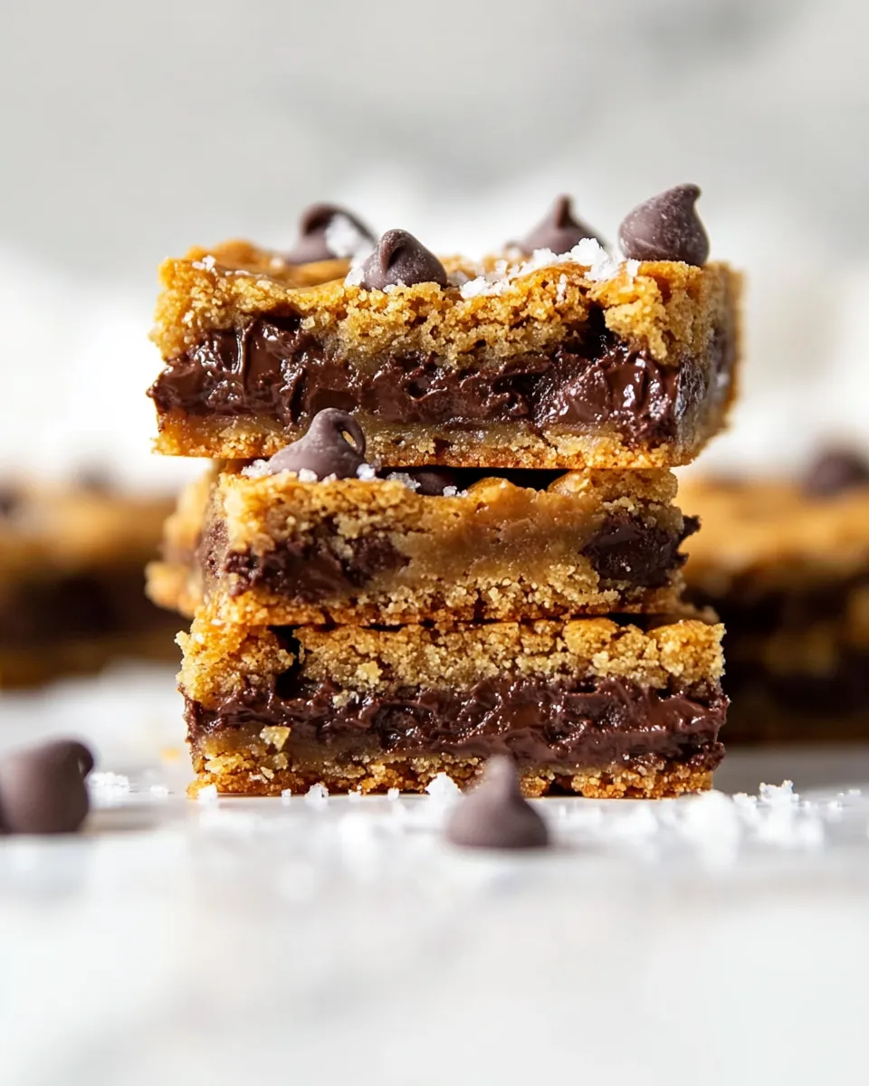 Sweet Salted Brown Butter Chocolate Chip Cookie Bars. recipe image