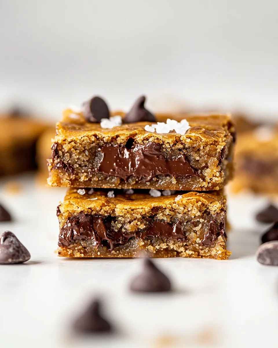 Homemade Salted Brown Butter Chocolate Chip Cookie Bars. recipe photo