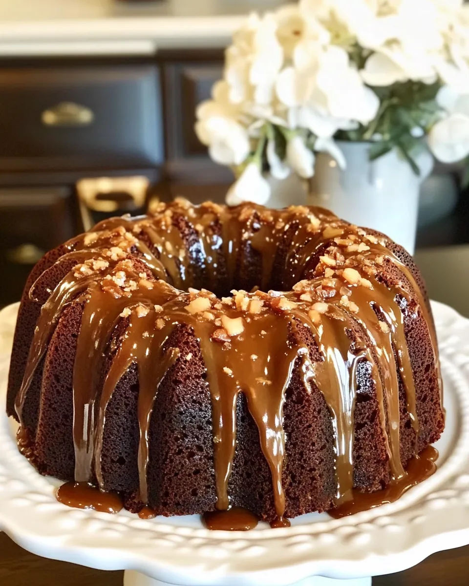 Homemade Salted Caramel Chocolate Bundt Cake photo