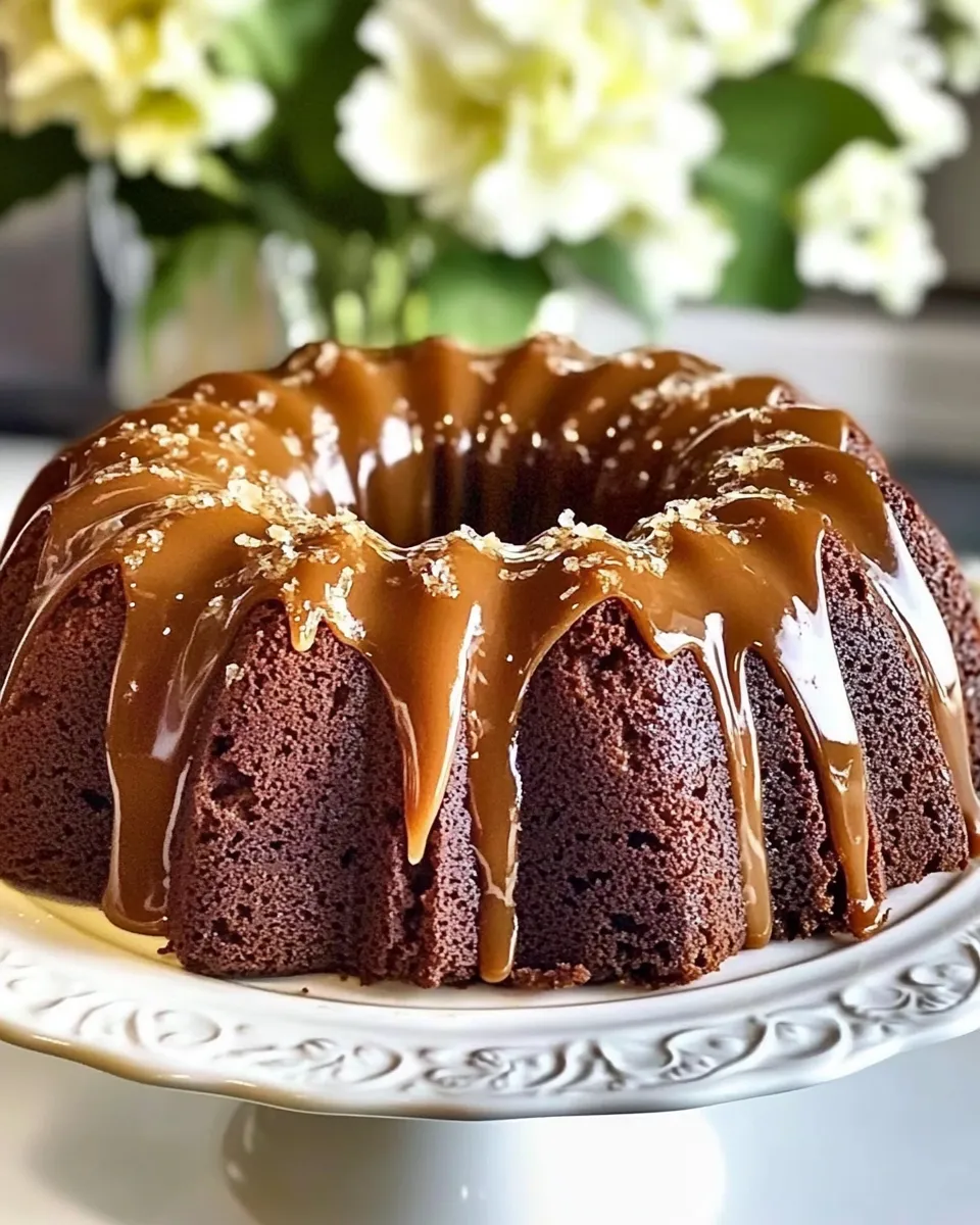 Best Salted Caramel Chocolate Bundt Cake shot
