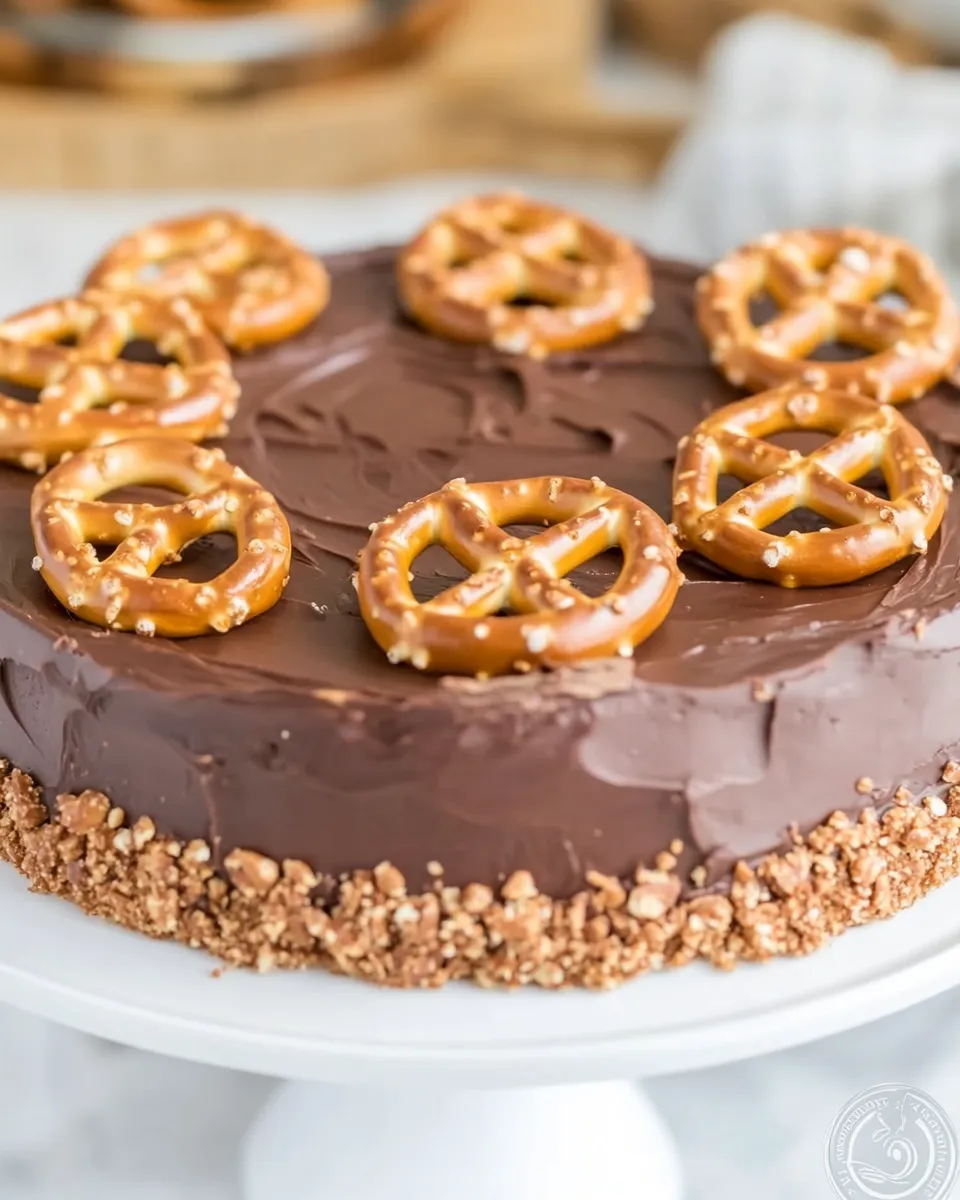 Classic Salted Dark Chocolate Pretzel Truffle Cake image