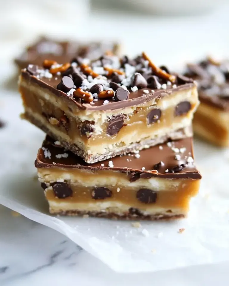Homemade Salted Pretzel Chocolate Chip Cookie Dough Snickers Bars photo