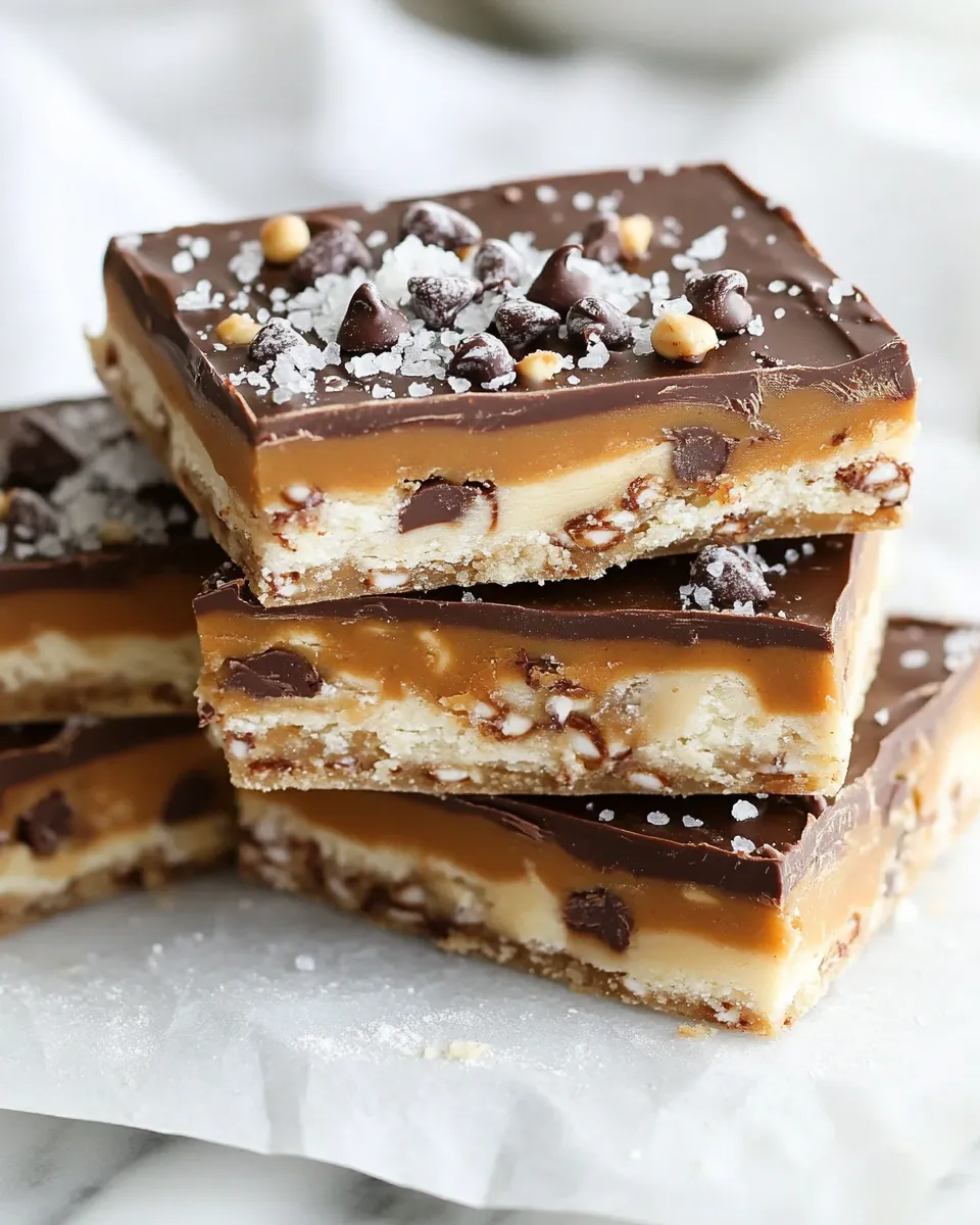 Delicious Salted Pretzel Chocolate Chip Cookie Dough Snickers Bars image