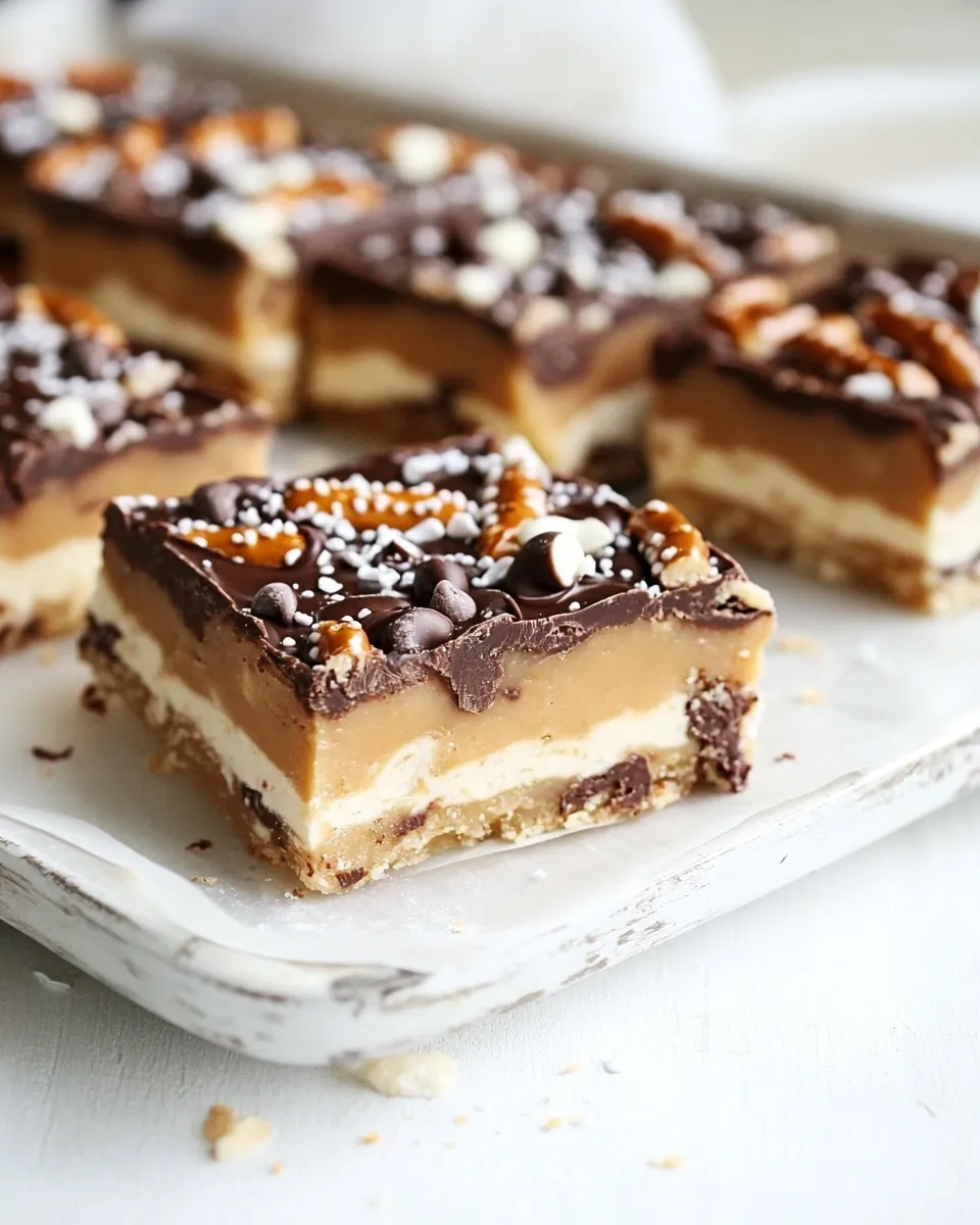 Easy Salted Pretzel Chocolate Chip Cookie Dough Snickers Bars shot