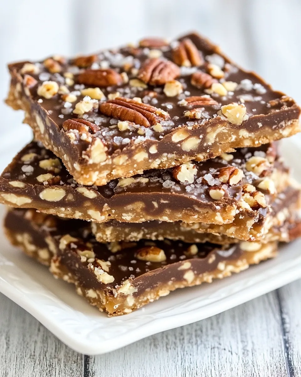 Easy Saltine Toffee Candy with Pecans shot